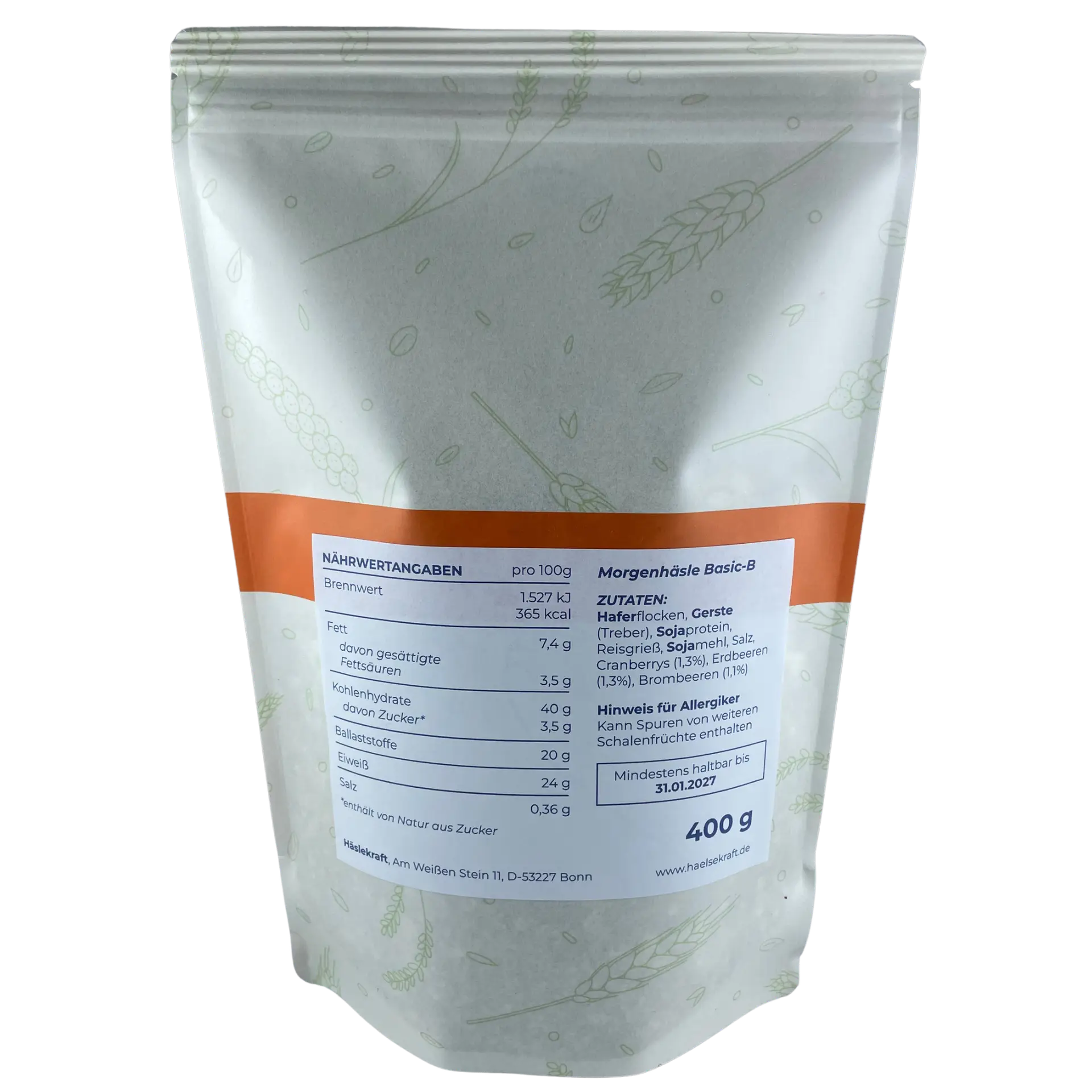 Verpackung Morgenhäsle Basic-B Müsli 400 g Beutel