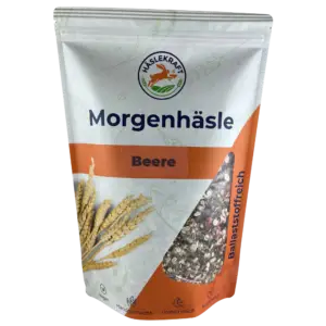 Morgenhäsle Beere Müsli Verpackung mit Sichtfenster
