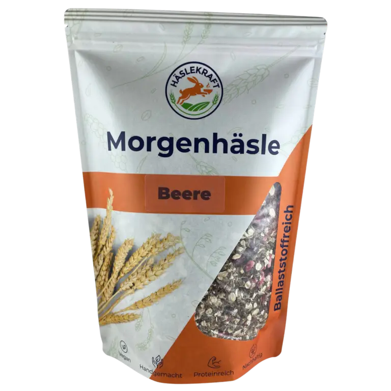 Morgenh&auml;sle Beere M&uuml;sli Verpackung mit Sichtfenster