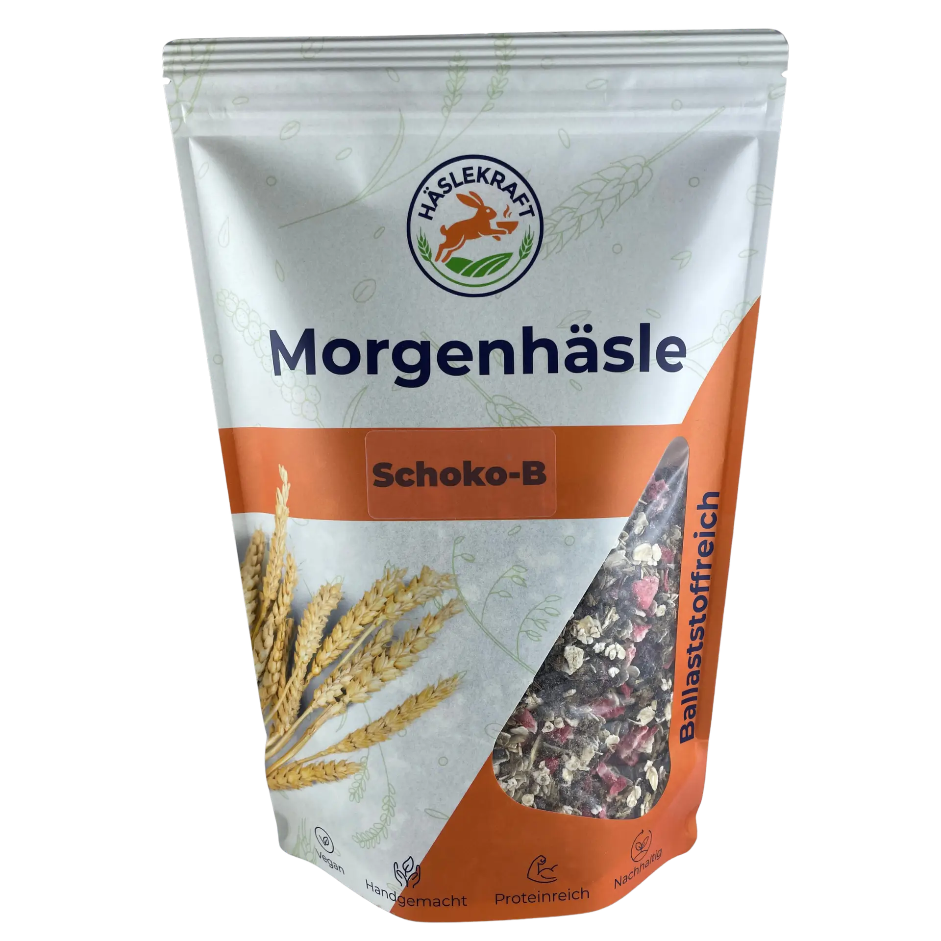Verpackung Morgenhäsle Schoko-B Müsli von Häslekraft